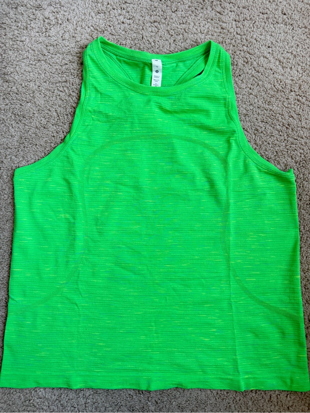 Lululemon Swiftly Tank - size 12 - neon green